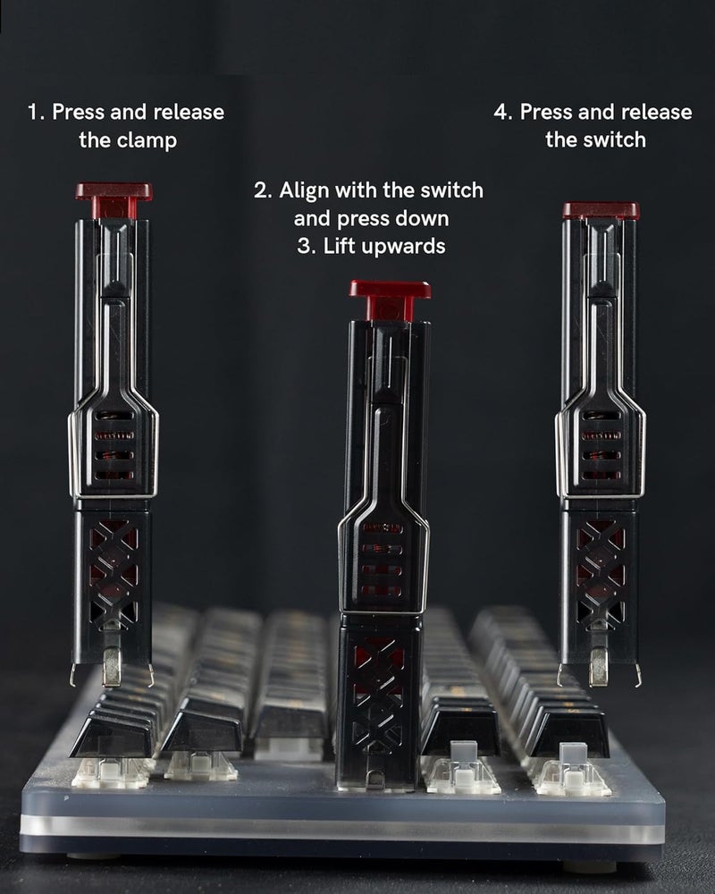 Keymatic 2-in-1 Switch Puller and Keycap Puller for Mechanical Keyboard, Key Switch with 4-Claw Grip, One-Press Eject Design for Fast & Stable Removal,Red - Image 5